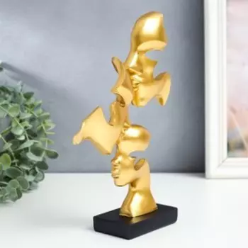 Сувенир полистоун бюст "Семья - поцелуи" золото 15х5,3х25 см