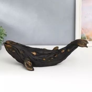 Сувенир полистоун "Чёрный кит" золотая патина 20х19х45 см