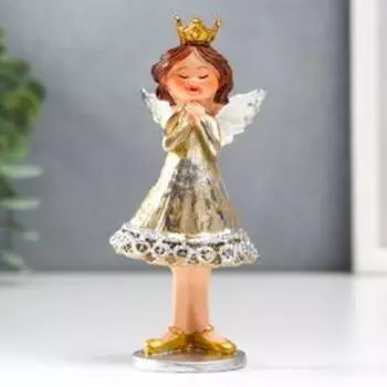 Сувенир полистоун "Девочка ангел, с короной, в золотистом платье" МИКС 10,5х4,5х5 см