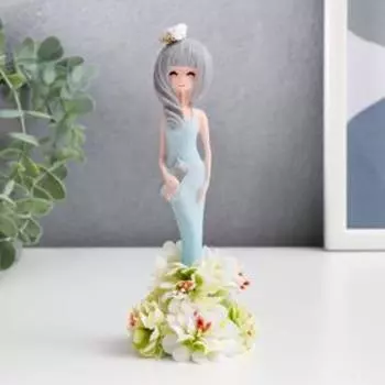 Сувенир полистоун "Девушка в короне, платье русалка с цветочной юбкой" МИКС 16,3х6,5х6,5см