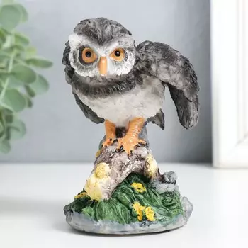 Сувенир полистоун "Филин на цветочной горке" 8х7,5х11,5 см
