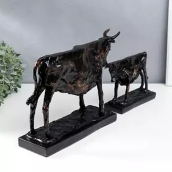 Сувенир полистоун "Испанские быки" набор 2 шт 17х8х25 27х11х39 см