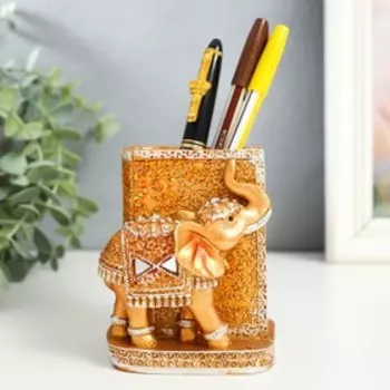 Сувенир полистоун карандашница "Слон у золотой книги" 10,5х8,3х7 см