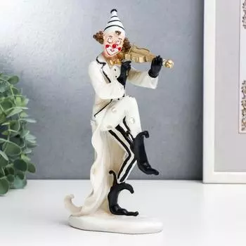 Сувенир полистоун "Клоун со скрипкой" чёрно-белый с золотом 24х6,5х12,5 см