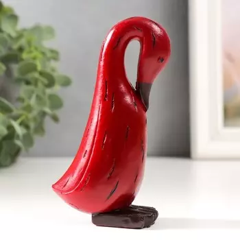 Сувенир полистоун "Красный гусь с чёрным клювом" 4х6х11,2 см