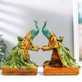 Сувенир полистоун "Красочный павлин на подставке" 12,5х18,5х28,5 см