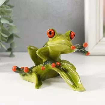 Сувенир полистоун лак "Лягуха на листике" 7,5х13х10,5 см