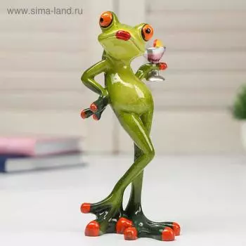 Фигурка полистоун лак «Лягушка с бокалом вина», 15.57.58.3 см