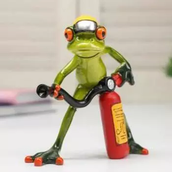 Сувенир полистоун лак "Лягушонок с огнетушителем" 14х6,5х14 см