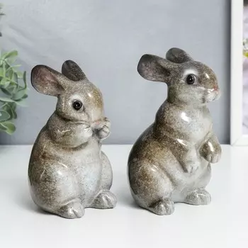 Сувенир полистоун лак "Серый зайка" МИКС 14,5х8,5х10,5 см