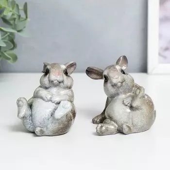 Сувенир полистоун лак "Зайка баловство" серый МИКС 6х5,5х7,5 см