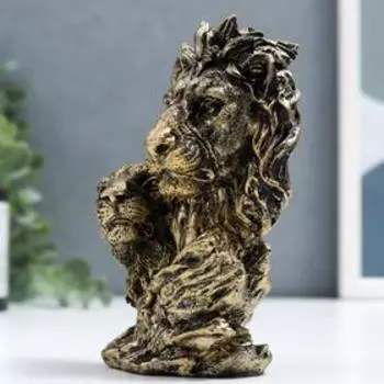 Сувенир полистоун "Лев и львица" под бронзу 14х7х11 см