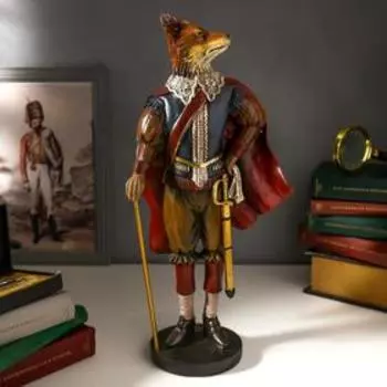 Сувенир полистоун "Лис-принц в сине-красном наряде" 41х14х20 см