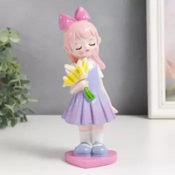 Сувенир полистоун "Мальчик/Девочка с белыми цветами" МИКС 6,5х7х19,5 см