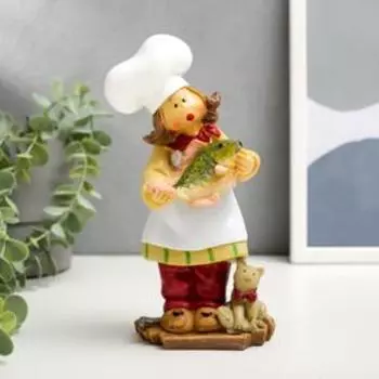 Сувенир полистоун "Малыш/Малышка поварёнок с питомцем" МИКС 20х12х5 см