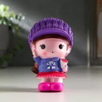 Сувенир полистоун "Малыш/Малышка в сиреневой кепке" набор 2 шт 9,5х5,8х5,5 см