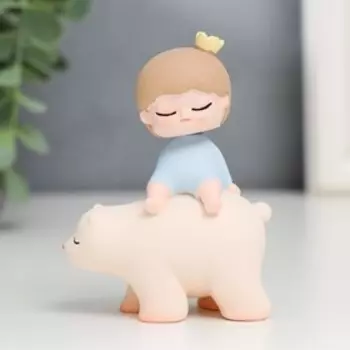 Сувенир полистоун "Малыш на медведе" пружинка 8х3х5,5 см