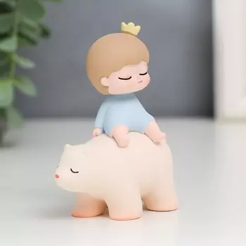 Сувенир полистоун "Малыш на медведе" пружинка 8х3х5,5 см