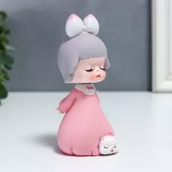 Сувенир полистоун "Малышка с котиком" 12,1х4,6х5,2 см