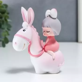 Сувенир полистоун "Малышка верхом на ослике" 10,2х3,8х8,1 см