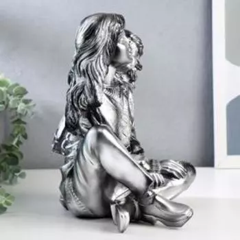 Сувенир полистоун "Мама с дочкой" серебро 25х20х15 см