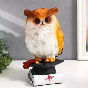 Сувенир полистоун "Мудрый филин с шапочкой выпускника и свитком" 21х11х10 см