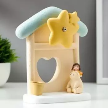 Сувенир полистоун музыка/д/ручки "Мишка с девочкой у дома" МИКС 18х16х7 см