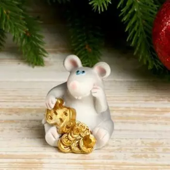 Сувенир полистоун "Мышонок Носуля с золотом" МИКС 5х4х5 см