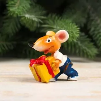 Сувенир полистоун "Мышустик с ёлочкой/подарком" МИКС 4х5х3 см