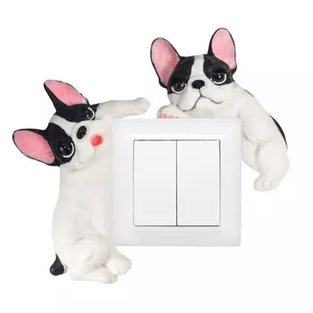 Сувенир полистоун на включатель "Два пёсика - французский бульдог" 16х18,2 см