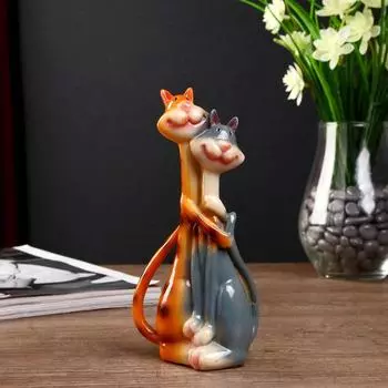 Сувенир полистоун обнимашки "Кот и кошка - полосатики" 18,5х7,8х5 см