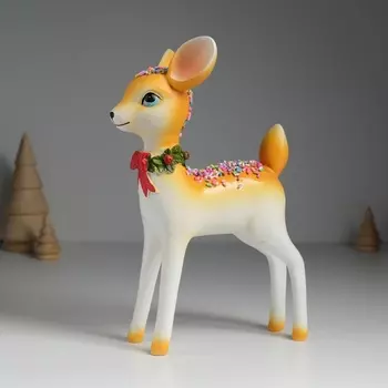 Фигурка полистоун «Олень с посыпкой в новогоднем венке», 14.58.522 см