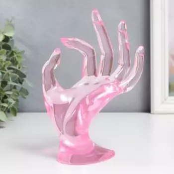 Сувенир полистоун подставка для украшений "Рука" розовый прозрачный 16,5х8 см