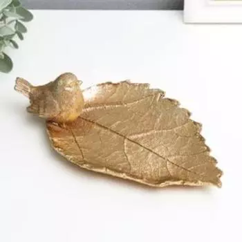 Сувенир полистоун подставка "Воробей на листочке" 6,5х21х12 см МИКС