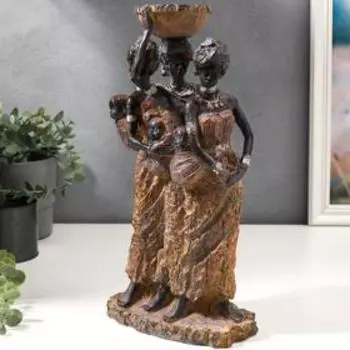 Сувенир полистоун подсвечник "Три африканки с детьми" под дерево 33,5х17,5х11 см