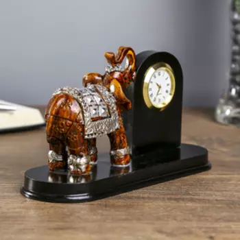 Сувенир полистоун с часами "Слон" 11х17,7х5 см
