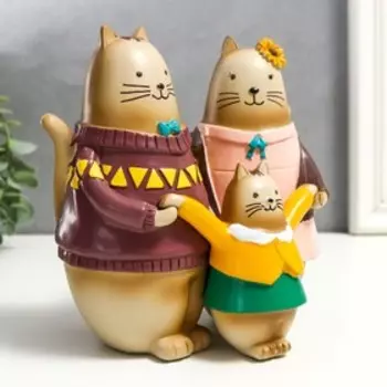 Сувенир полистоун "Семья котов - объятия" 17,5х17х10,5 см