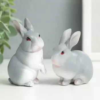 Сувенир полистоун "Серый кролик" МИКС 5х4х7 см