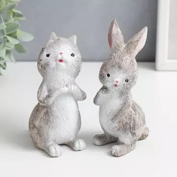 Сувенир полистоун "Серый зайчонок" МИКС 6х7х12 см