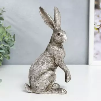 Сувенир полистоун "Серый заяц" 18х7х10 см
