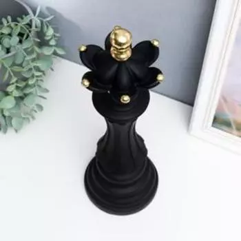 Сувенир полистоун "Шахматная фигура - Ферзь" чёрный с золотом 37х12х12 см