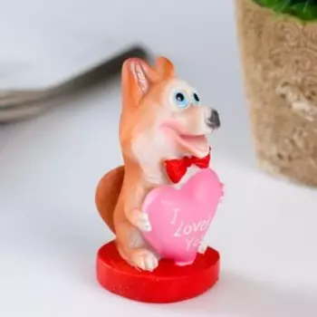 Сувенир полистоун "Щеночек лайки с сердцем/с монетой" МИКС 8х5,6х5,3 см