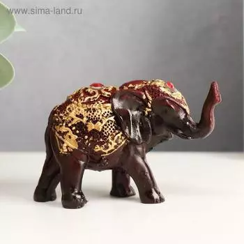 Сувенир полистоун "Слонёнок в золотой попоне с красным камнем" 7,5x3x5 см