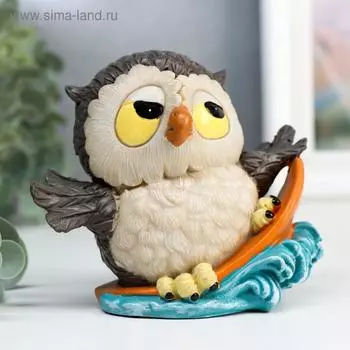 Сувенир полистоун "Совёнок - серфингист" 9х6,5х10,5 см