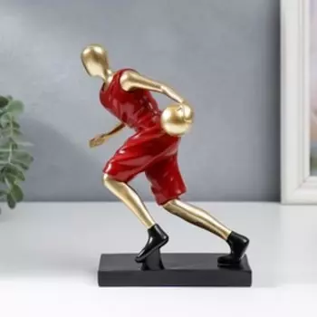 Сувенир полистоун спорт "Баскетболист в красной форме - обводка" 21х7,5х13,5 см