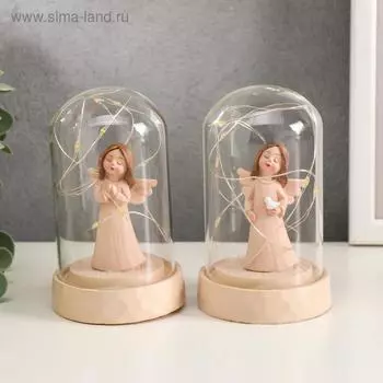 Сувенир полистоун свет "Ангел-девочка курносая в колбе" МИКС 11х6,8х6,8 см