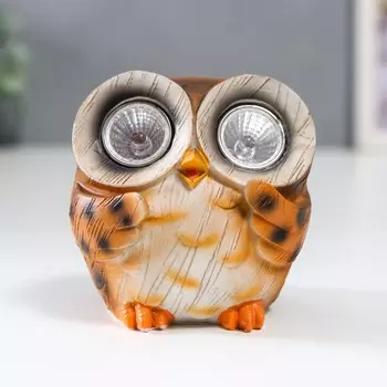 Сувенир полистоун свет "Филин-малыш - аплодисменты" от солнечной батареи 7,5х7х7,5 см