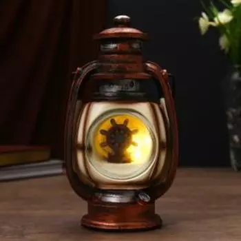 Сувенир полистоун свет "Фонарь со штурвалом" МИКС 20,5х8х11 см