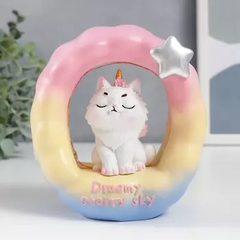 Сувенир полистоун свет "Кошечка-единорог" 11х6х10,5 см