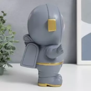 Сувенир полистоун свет "Мишка-космонавт" серый 18х10х12 см